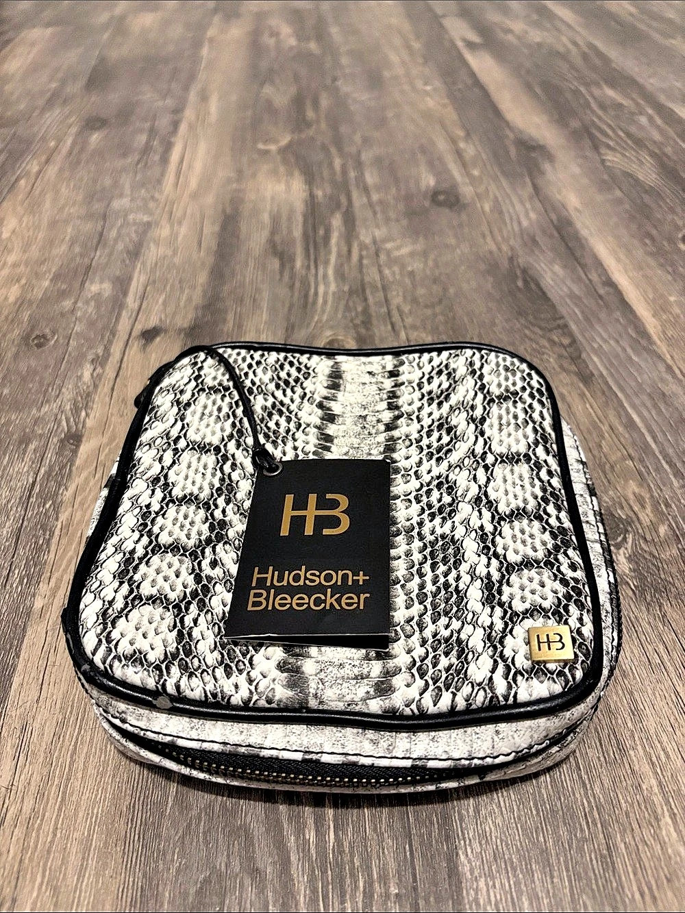 Hudson+Bleecker Stella Jewelry Case Snake Print Jewelry Case Black & White